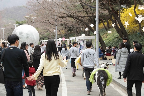 한국마사회는 6일 렛츠런파크 서울에서 개막하는 야간 벚꽃축제 ‘소원을 말(馬)해봐’와 연계해 경주로 내 ‘포니랜드’에서 오는 14일까지 주말마다 벚꽃 이벤트 ‘포니에게 말(馬)해봐!’를 진행한다고 밝혔다. ⓒ 한국마사회