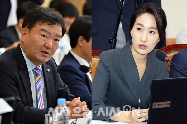 왼쪽부터 자유한국당 민경욱 대변인, 바른미래당 김수민 원내대변인ⓒ뉴시스