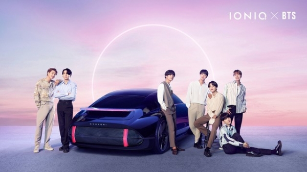 현대차는 방탄소년단(BTS)과 함께 전용 전기차 브랜드 '아이오닉'(IONIQ)의 브랜드 음원 및 뮤직비디오를 선보인다. ⓒ 현대자동차