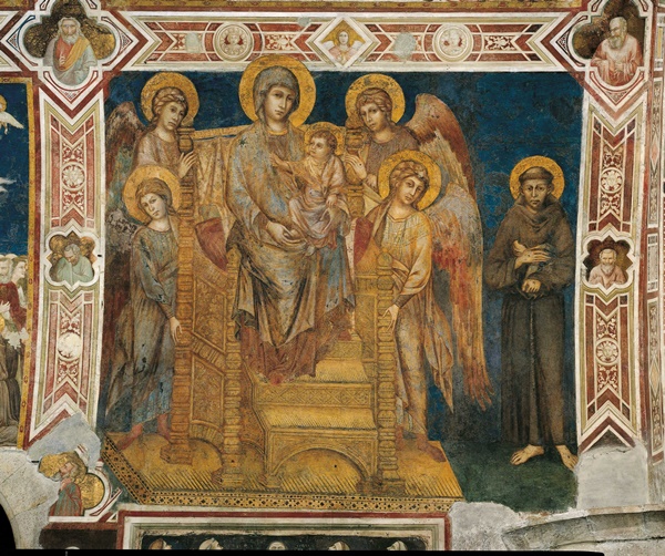 프레스코화 ‘옥좌 위에 앉은 성모자와 네 천사 그리고 성 프란체스코’ ⓒ 페라리 제공