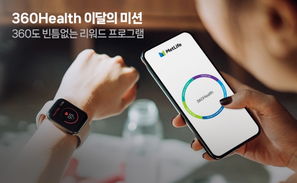 메트라이프생명은 자사 건강관리 앱인 ‘360Health’에서 ‘360Health 이달의 건강미션’에 참여하면 추첨을 통해 경품을 증정하는 이벤트를 진행하고 있다. ⓒ사진제공 = 메트라이프생명