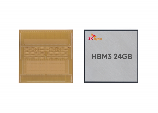 SK하이닉스가 세계 최초로 개발한 HBM3 24GB 실물. ⓒ SK하이닉스