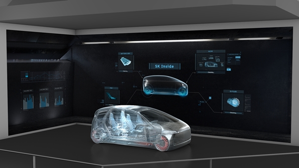 ‘CES 2020’에서 차량모형과 대형 스크린으로 구현될 ‘SK Inside’ 모델 이미지 ⓒ SK이노베이션