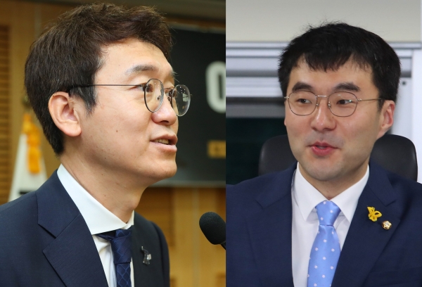 미래통합당 김웅 의원(왼쪽)과 더불어민주당 김남국 의원. 두 사람은 지난 7일 검찰 인사를 놓고 설전을 벌였다. ⓒ뉴시스