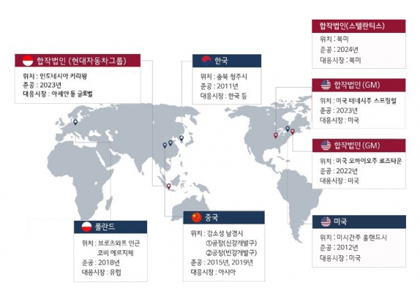 LG에너지솔루션 업계 최다 글로벌 5각 생산 체제 (생산공장 총 9개) ⓒLG에너지솔루션