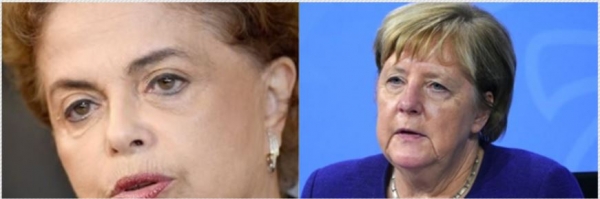 (좌)지우마 호세프 브라질 전 대통령과 (우) 앙겔라 메르켈 독일 전 총리