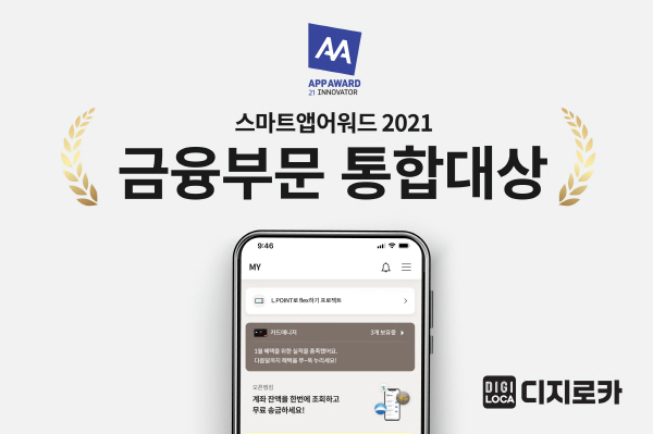 롯데카드가 한국인터넷전문가협회에서 주최하는 ‘스마트앱어워드 2021’에서 금융부문 통합대상을 수상했다ⓒ롯데카드 제공