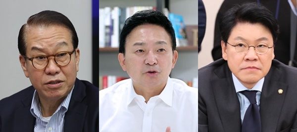 (좌측부터) 권영세 의원, 원희룡 전 제주지사, 장제원 의원. ⓒ시사오늘 권희정 기자, 연합뉴스