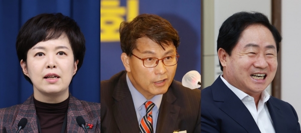 (왼쪽부터) 김은혜 대통령실 홍보수석, 윤상현 의원, 주광덕 남양주시장. ⓒ연합뉴스