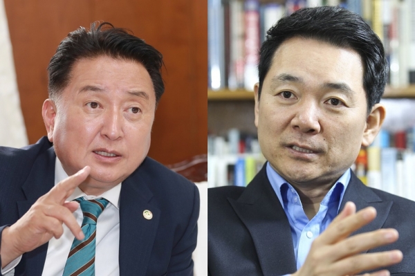(왼쪽부터) 김영환 충북지사, 장성민 대통령실 미래전략기획관. ⓒ연합뉴스